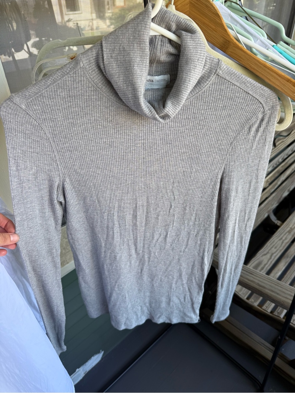 Prana Heather Gray Ribbed Turtleneck Sweater